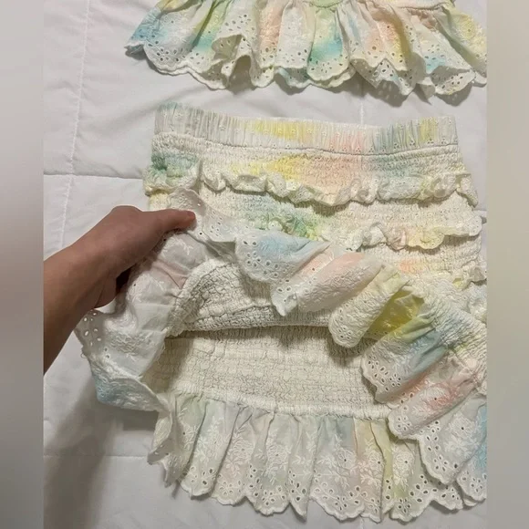 STORIA two piece ruffled tank and skirt set 
Rainbow tie dye eyelet skirt set - Picture 8 of 9